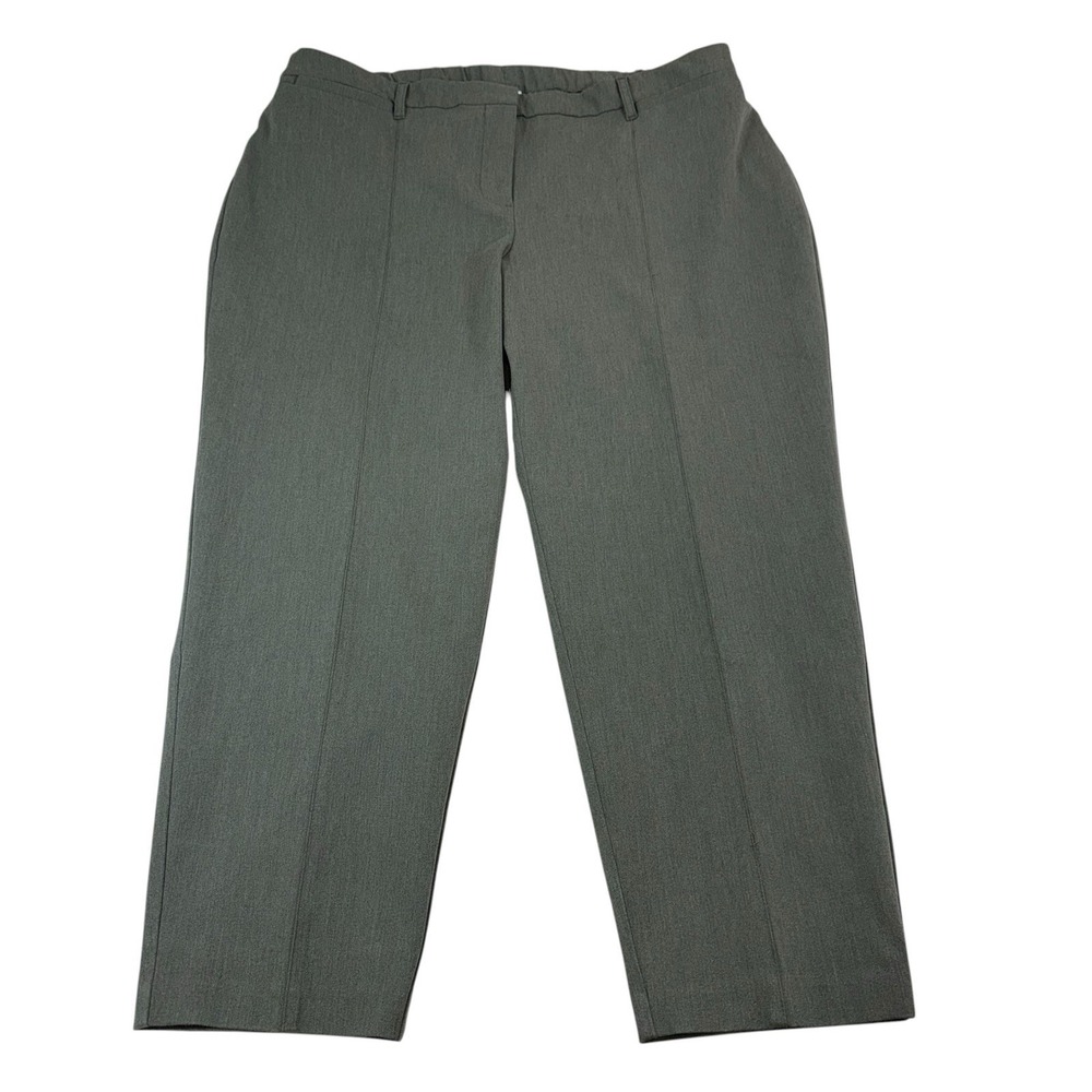 NWT J Jill Essential Women Sz 22 Cotton Stretch Green Ankle Pants Elastic Waist